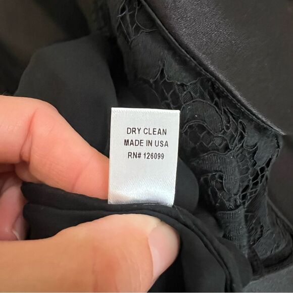 CUSHNIE ET OCHS Strapless Black Duchess Satin Lace Midi Dress Size 6 - Picture 15 of 15